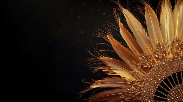 Photo a golden feathered headdress with jewels