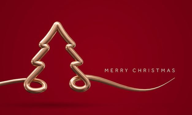 Золотой праздничный минимальный фон рождественской елки d render