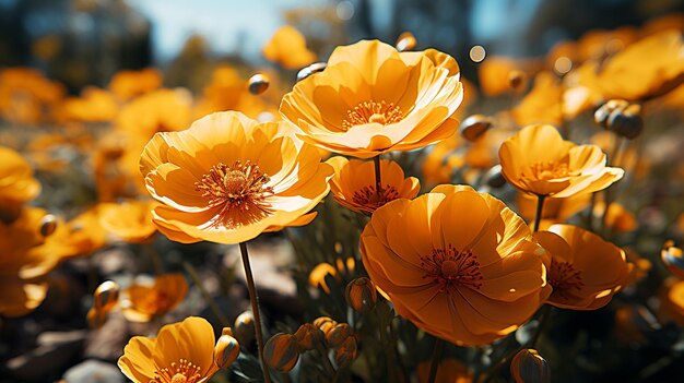 Golden field of poppies