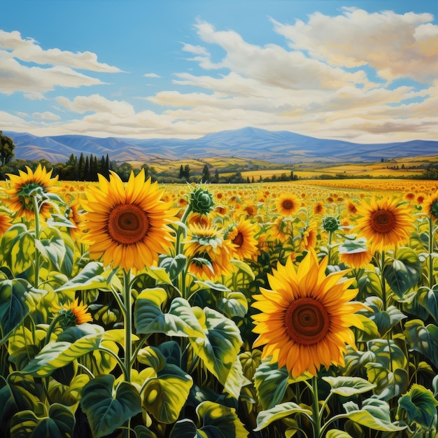 Golden Fields of Sunflowers