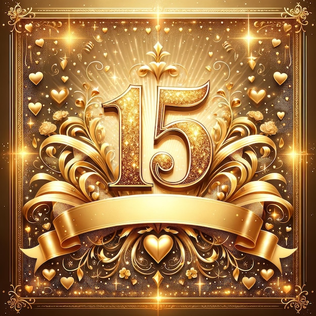 Golden Fifteenth Birthday Jubilee Design