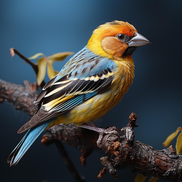 Golden Finch Perched on a Leaf