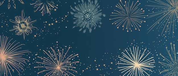 Golden Fireworks Celebration on Navy Background