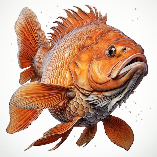 Photo golden fish 3d design illustration with realistic detailing