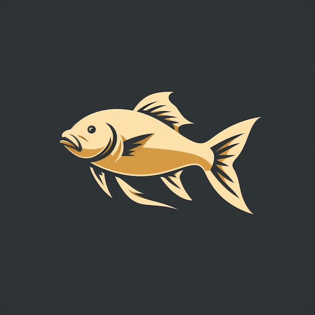 Golden Fish Vector Illustration Dark Gray and Light Beige Design