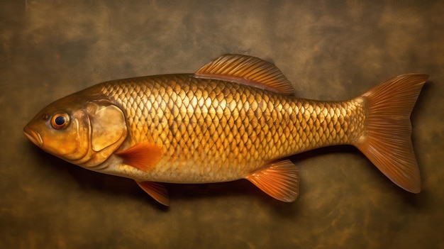 golden fish with wooden board