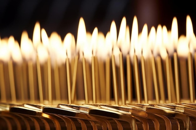 Foto foto delle fiamme dorate di hanukkah candele di hanukkah