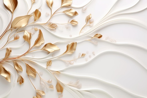 golden floral decorations on white