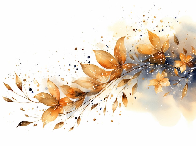 Golden floral Illustration for simple and elegant design website wallpaper greetings cards