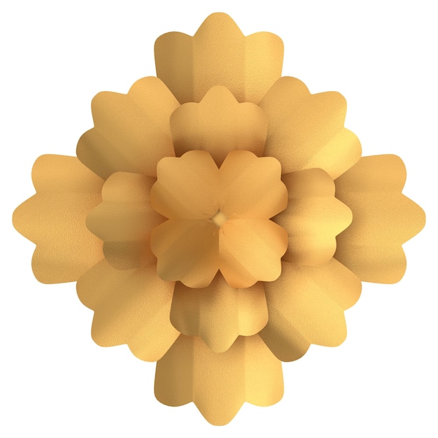 Golden flower 3D flower 3D illustration