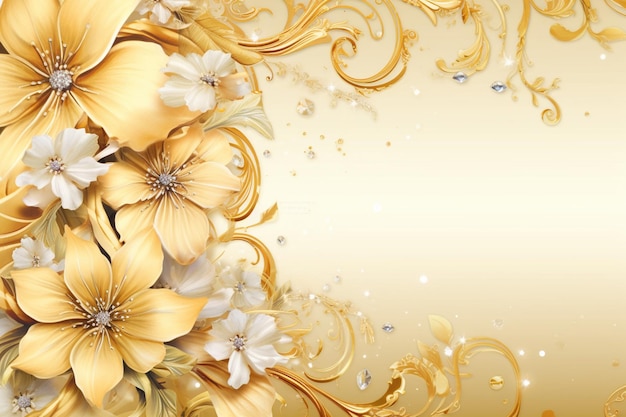 golden flower background with copy space