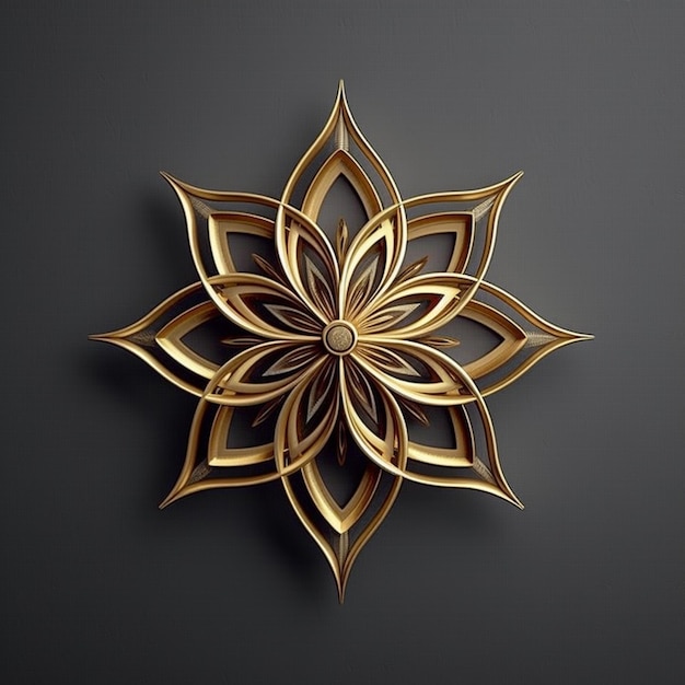 a golden flower on a black background with a dark background generative ai