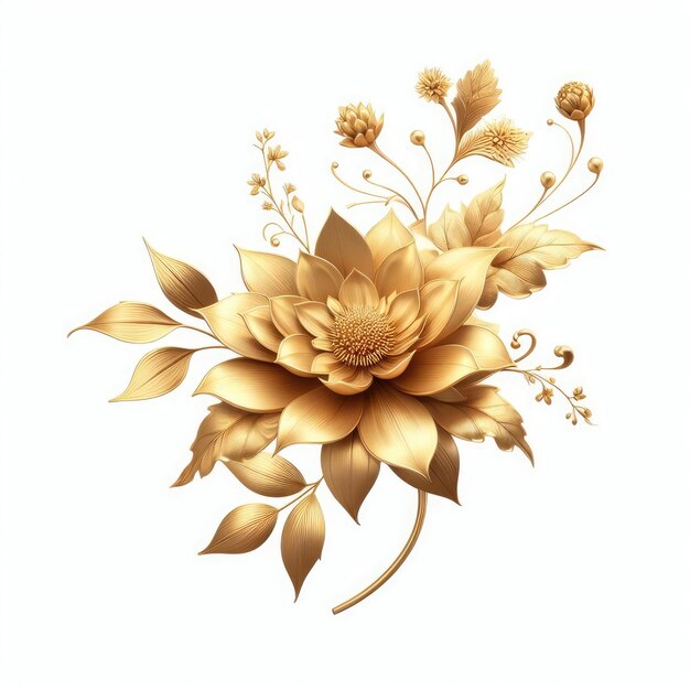 Photo golden flower isolated on a white