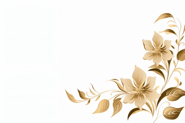 golden flowers and leaves on a white background