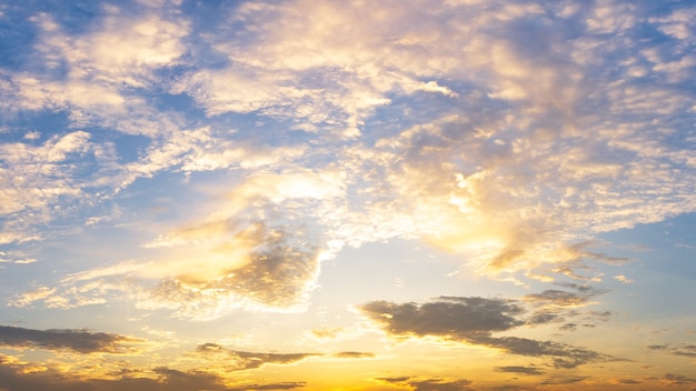 Golden fluffy cloud sky nature background