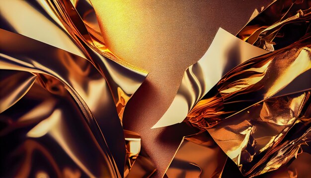 Golden foil background with folds Generative AI