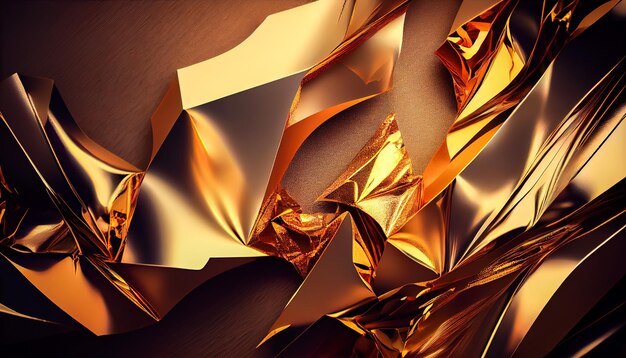 Golden foil background with folds Generative AI