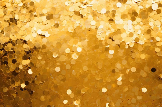 Golden foil confetti Amber color background Golden explosion of confetti AI generated illustration