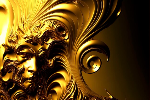 Golden fractal essence abstract elegance gemaakt door generative ai