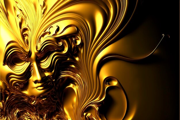 Golden Fractal Essence Abstract Elegance gemaakt door Generative AI