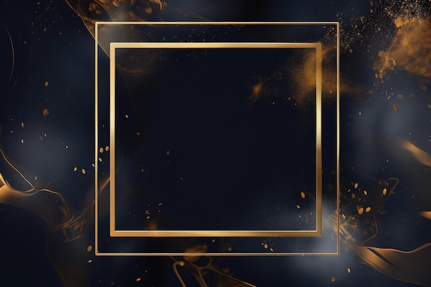 Photo golden frame on black abstract background