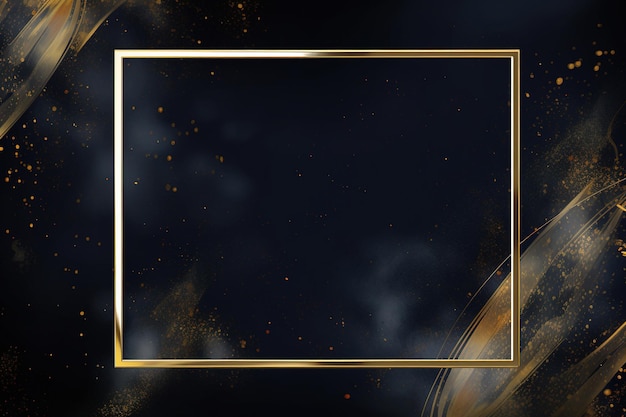 Golden frame on black abstract background