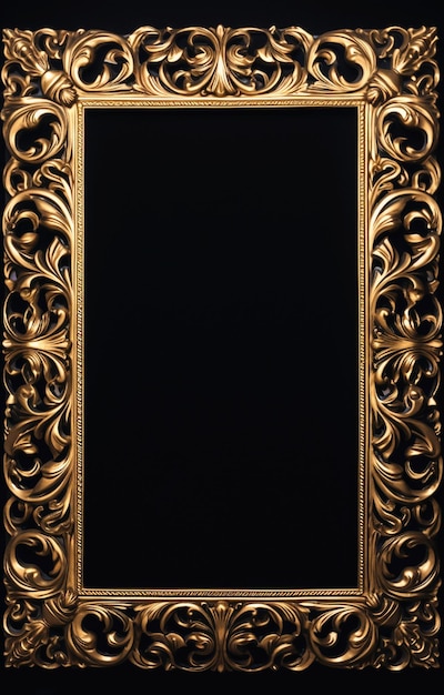 Golden frame on a black background