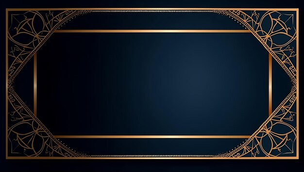 Golden Frame on Black Decorative Background