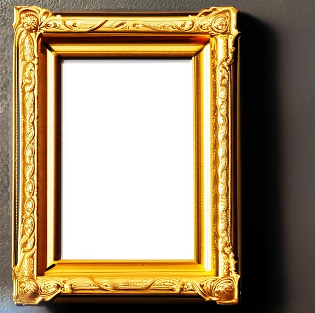 Golden frame on the black wall image