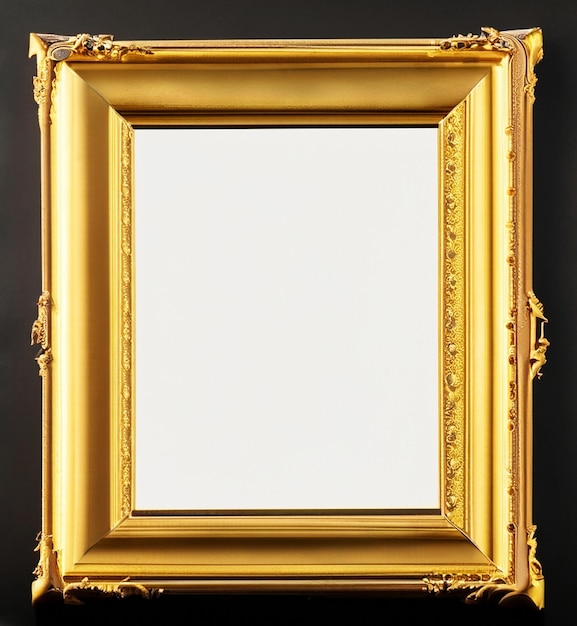 Golden frame on the black wall image