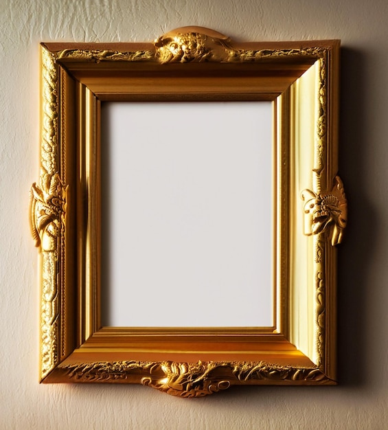 Golden frame on the black wall image