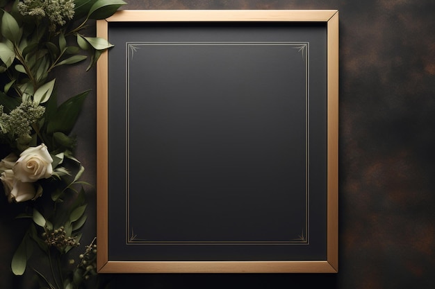 Golden frame on black
