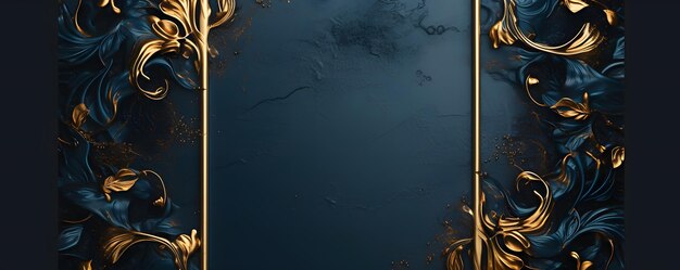 Golden frame on blue background