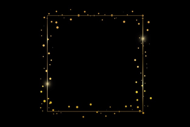 Золотая рама Bokeh Square Элегантная золотая блестящая рама на черном фоне для роскоши