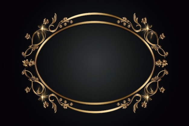 Golden Frame Design on black with copy space