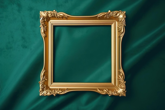 Golden frame on green background