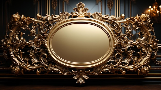 A golden frame isolated on transparent background