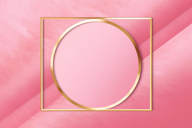 Photo golden frame on pink abstract background