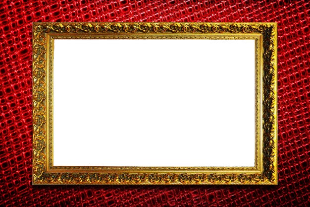 golden frame on red texture background