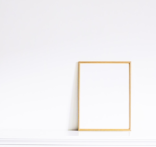 Golden frame on white furniture luxury home decor and design for mockup poster print and printable art online shop showcase