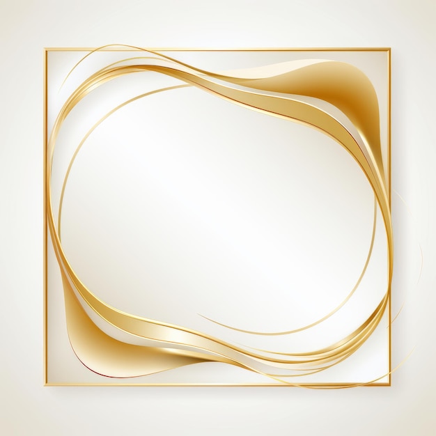 a golden frame with curved lines on a white background