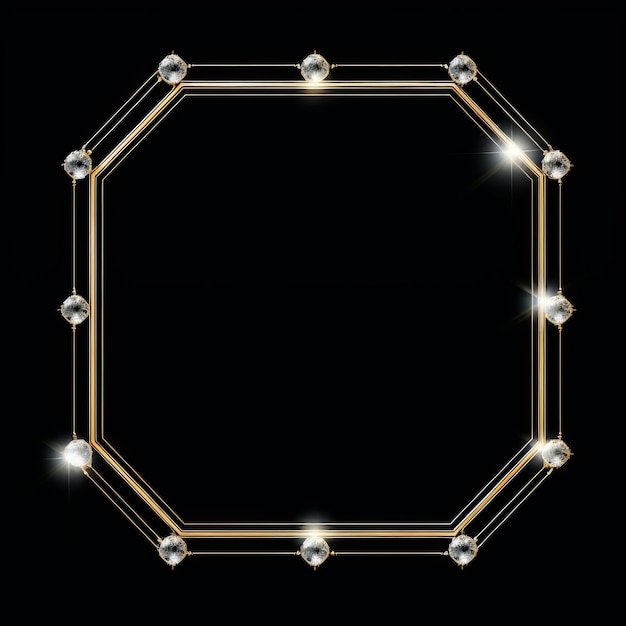 golden frame with diamonds on a black background