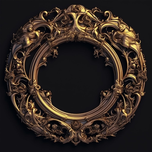 A golden frame with a floral design on it.