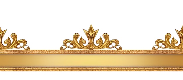 Photo a golden frame with a kings crown carved into it set against a white background with empty