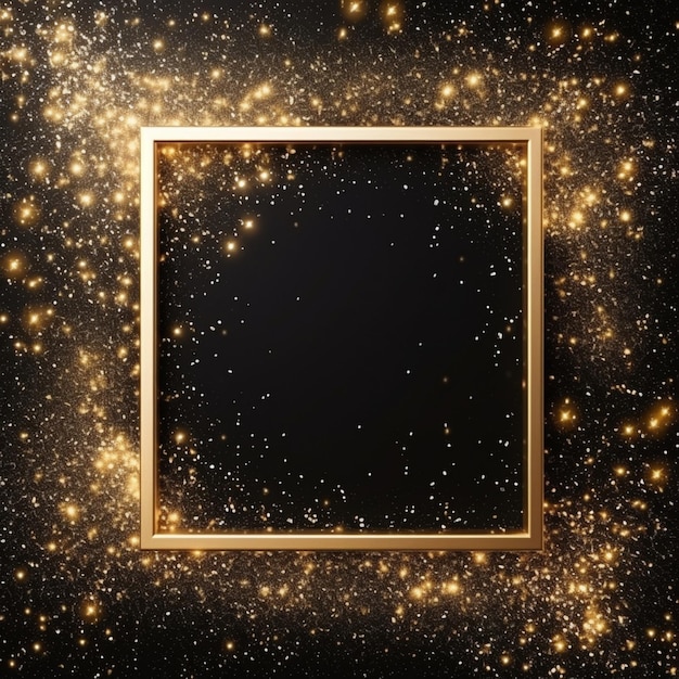 Photo golden frame with scattered glitter sparkles image ai generated art