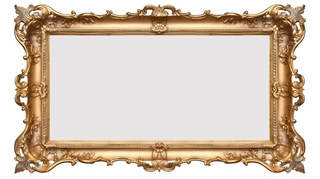 Photo a golden frame with a white background and a gold border generative ai