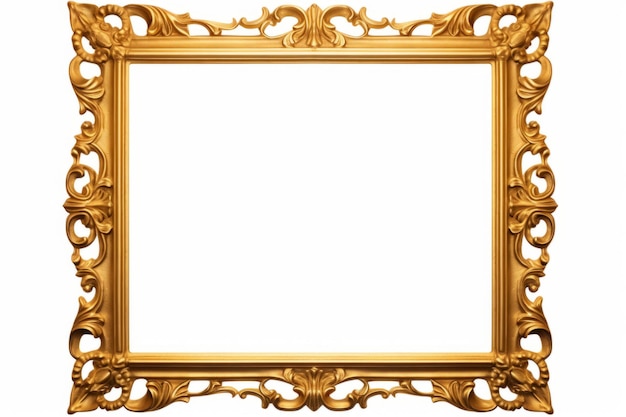 Golden frame with white background for picture or picture Generative AI