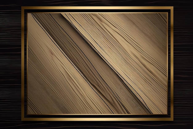 a golden frame on wooden texture