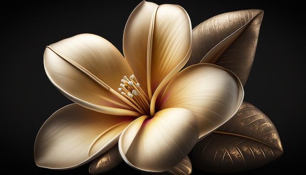 Golden Frangipani Flower Generative AI