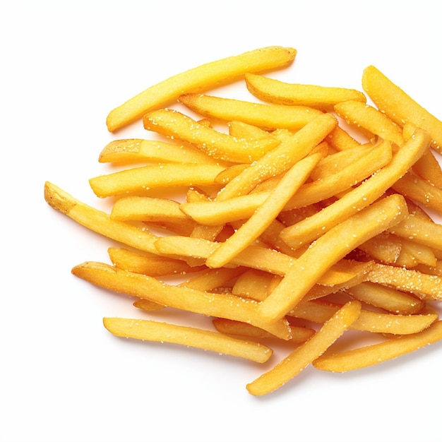 Golden French fries showcased on a pristine white backdrop For Social Media Post Size